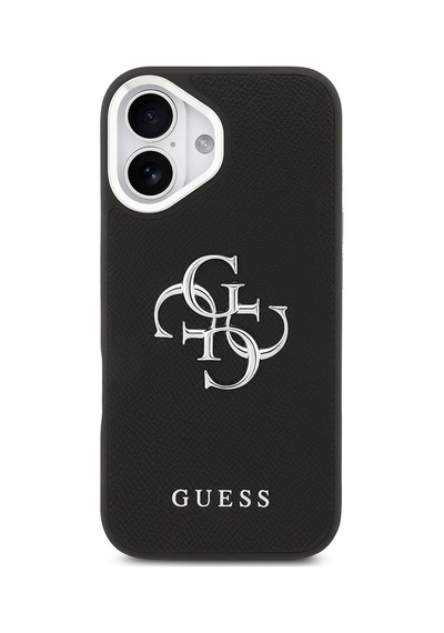 Apple Uyumlu iPhone 17 Kılıf Guess Lisanslı Pu Deri 4g Büyük Metal Logo Dizaynlı Kapak Siyah