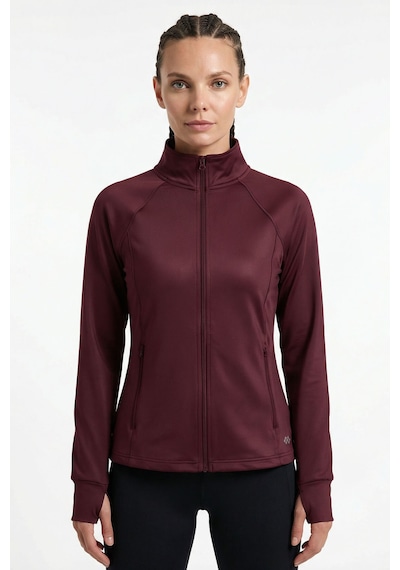 Tommy Life Bordo Fermuarlı Dik Yaka Basic Rahat Form Kadın Koşu Ceketi - 97310 Bordo