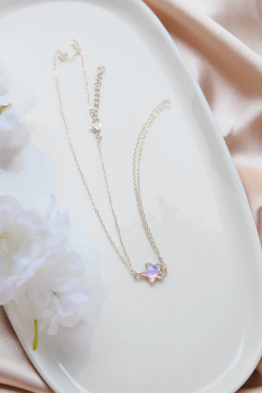 Silver Pembe Zirkon Taşlı Yıldız Şahmeran Gold