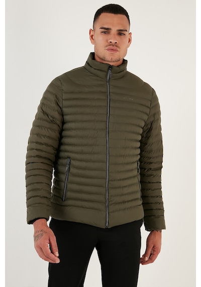Buratti Su Itici Slim Fit Cepli Dik Yaka Şişme Erkek Mont 649010 Haki