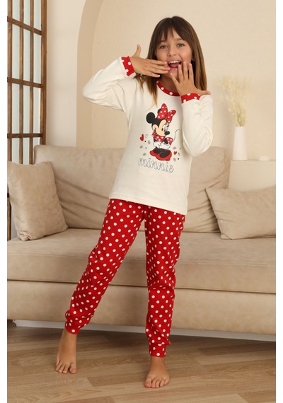 Miniğimin Cicileri Mnn Puantiye Baskılı Kız Çocuk Pijama Takı... Beyaz