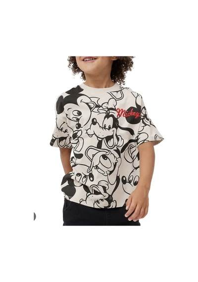 Lolliboomkids Erkek Çocuk Sevimli Karakter Mickey Baskılı Siyah Beyaz Renk Şortlu T-shirt Şort Takım Beyaz - Siyah