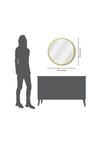 50,8 Cm Çerçeveli Yuvarlak Altın Ayna - Banyo, Yatak Odası, Antre, Oturma Odası İçin Büyük Daire Aynası - Duvar Dekoru İçin Büyük Dairesel Modern Ayna