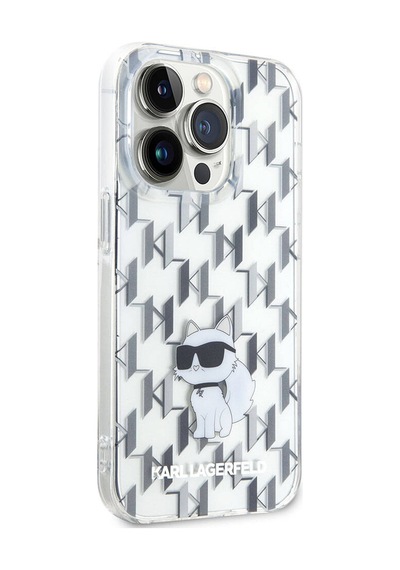 Apple Uyumlu iPhone 15 Pro Max  Kılıf Karl Lagerfeld Iml C Monogram Lisanslı Kapak Şeffaf