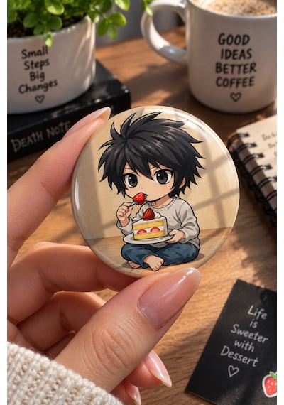 Death Note 58mm 4'lü Rozet Seti Light Yagami L Ryuk Anime Çanta Mont Ceket Rozeti Çok Renkli