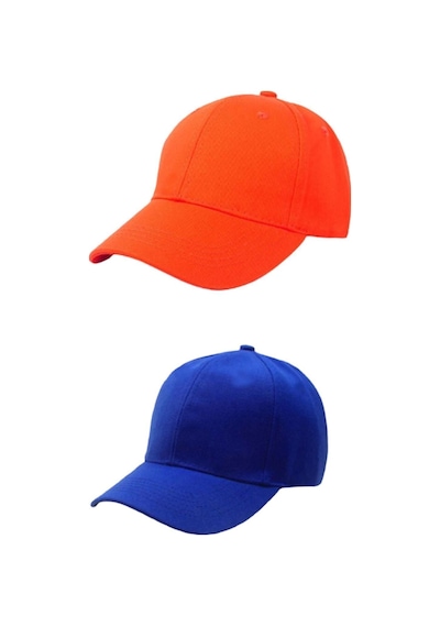 Ritagarcia Unisex Ayarlanabilir Spor Turuncu-mavi Basic Kep Şapka 2'li Set Mavi