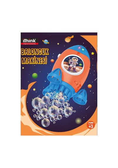 İ'think Uzay Işıklı Baloncuk Makinesi - 3 Adet Tarı +3