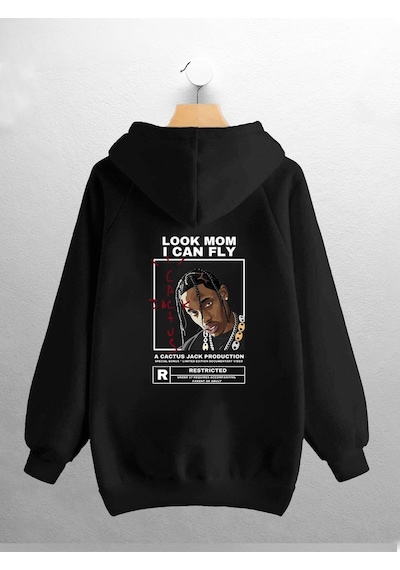 Macklin Unisex Kadın Erkek Cactus Jack Travis Scott Baskılı Sweatshirt Siyah Mck0807 Siyah