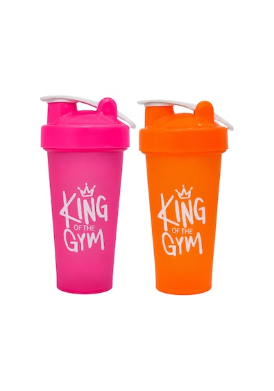 King Of The Gym Shaker 650 Ml Ölçekli Ve Sızdırmaz Kapaklı Protein Shaker 2'li Set Pembe+turuncu Pembe-turuncu