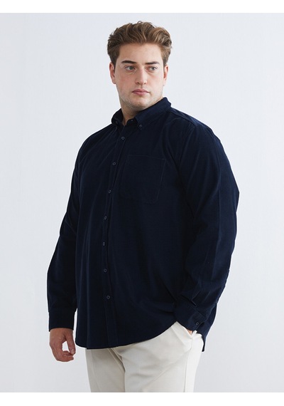 Lcwaıkıkı Classic Lacivert Regular Fit Uzun Kollu Kadife Erkek Gömlek