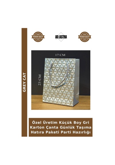 Özel Üretim Küçük Boy Gri Karton Çanta Günlük Taşıma Hatıra Paketi Parti Hazırlığı