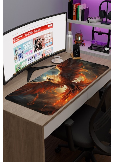Anka Kuşu Kaymaz Dikişli Kauçuk Oyuncu Mousepad V5 - 90x40 Xxl Gaming Mouse Pad Fare Altlığı