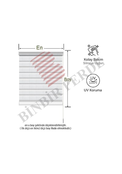 Binbirperde Beyaz Pileli Zebra Stor Perde Ev/ofis Perdesi Aluminyum Sistem