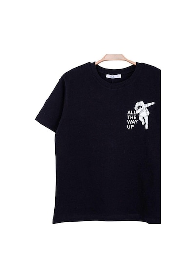 Nk Kids Erkek Çocuk Pamuklu All The Way Up Yazılı T-shirt-14001-siyah Siyah