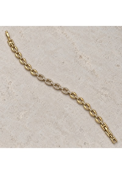 Xp Golden Muse 14k Altın Rengi Taşlı Kahve Çekirdeği Zincir Kadın Bileklik - 17 - 19 Cm Renkli