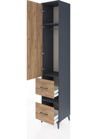 Hyperion Dolap 3 Raflı 2 Çekmeceli Tek Askılı 44x44x243 Antrasit-çam Antrasit Hyperion Dolap 3 Raflı 2 Çekmeceli Tek Askılı 44x44x243 Antrasit-çam Antrasit