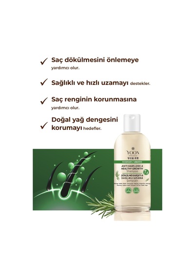 Yoon 2'li Vegan Saç Spreyi & Biberiye Şampuanı Saç Bakım Set Tüm Saç Tipleri