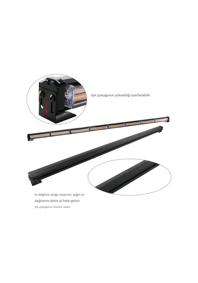 Turuncu Tepe Çakar Bar Led 120cm 12-24v Off Road Çekici Traktör İkaz Lambası Çakar 15 Modlu Siyah