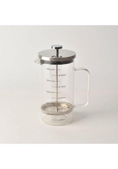 Metal Kapaklı French Press 1000 Ml - Paslanmaz Çelik Çerçeveli Büyük Boy Filtre Kahve Ve Bitki Çayı Demliği Çok Renkli