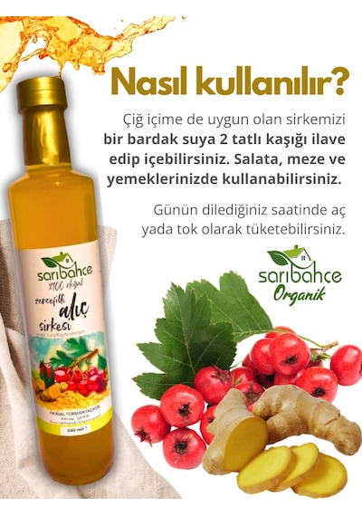 Zencefilli Alıç Sirkesi 500 Ml - Organik Doğal Fermantasyon
