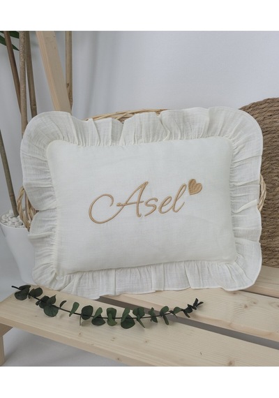 Gros Shop Müslin Yeni Doğan 4katlı Organik %100pamuk Kişiye Özgü Nakışlı Hastane Çıkış Seti-kalpli Ekru