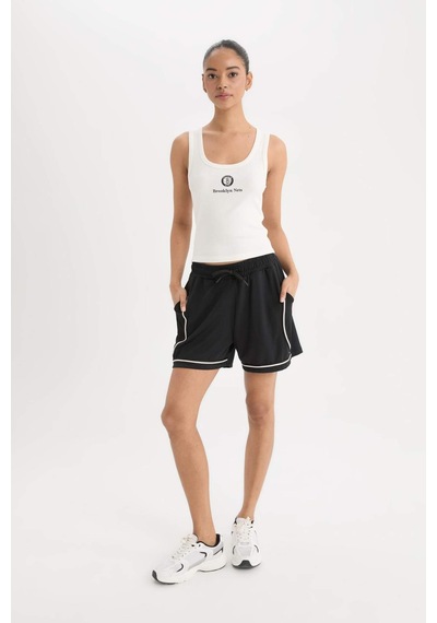 DeFactoFit NBA Brooklyn Nets Slim Fit Dar Kesim U Yaka Ribana Sporcu Atlet E2358AX25SMER105
