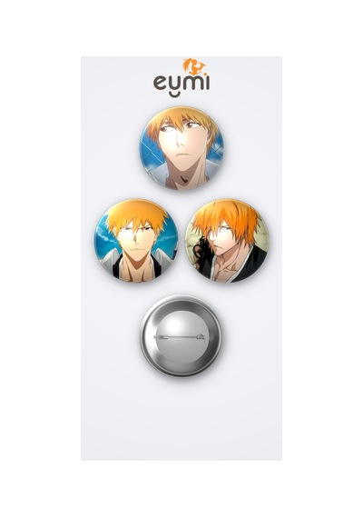 Bleach Animesi Ichigo Kurosaki Anime Animasyon 3'lü Metal Rozet Seti 58mm İğneli Buton Çanta Yaka Rozeti Çok Renkli