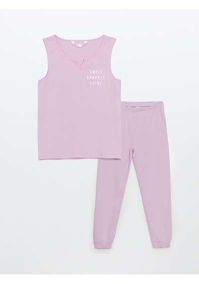 Lcw Dream Lila Kaçık Yaka Baskılı Kadın Pijama Takımı