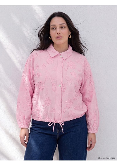 Lcw Curve Pembe Büyük Beden Nakışlı Kadın Ceket