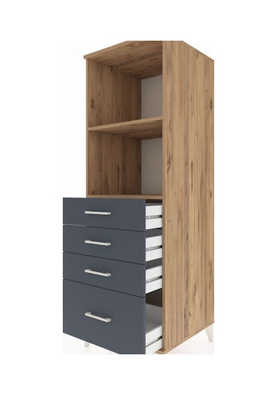 Kronos Dolap 2 Raflı 4 Çekmeceli 60x59x182 Çam-antrasit Atlas Çam