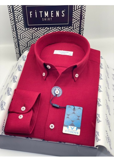 Slim Fit Uzun Kol Müslin Pamuk Rahat Nefes Alabilen Kumaştan Yaka Düğmeli Hediye Kutulu Erkek Gömlek Fs-004202 - Bordo-3369 Slim Fit Uzun Kol Müslin Pamuk Rahat Nefes Alabilen Kumaştan Yaka Düğmeli Hediye Kutulu Erkek Gömlek Fs-004202 - Bordo-3369