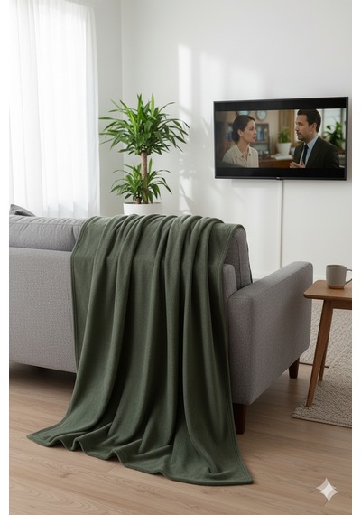 Peluş Tek Kişilik Battaniye Welsoft Battaniye Tv Battaniyesi Polar Battaniye Süper Yumuşak Haki