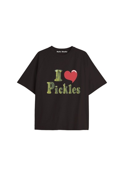 Kalic Studio Y2k Vintage Pickles Baskılı Siyah T-shirt Kod 224 Siyah-224