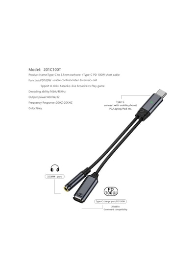 C To 2in1 3.5mm Type-c Çevirici Dönüştürücü Kulaklık Ve Hızlı Şarj