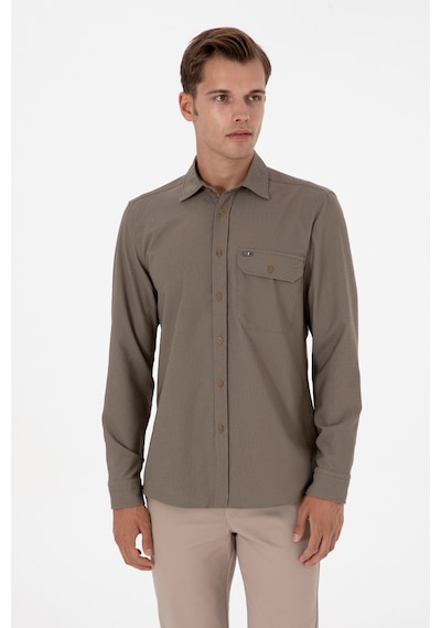 U.s. Polo Assn. Erkek Haki Gömlek Desenli 50316655-vr027 Haki