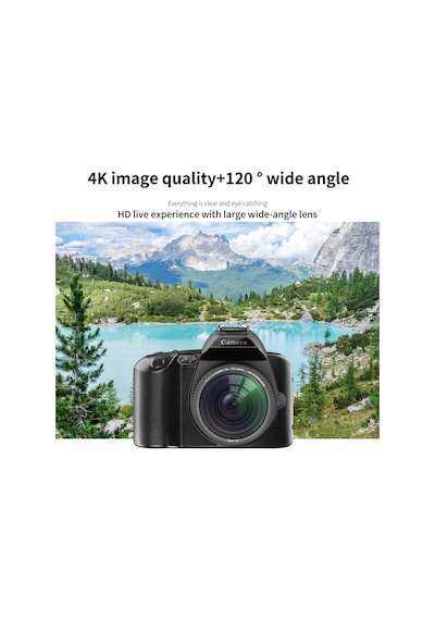 Hallow 4k Dijital Kamera Wifi Dijital Video Kamera 64mp Gece Görüşü Dahili Pil Siyah
