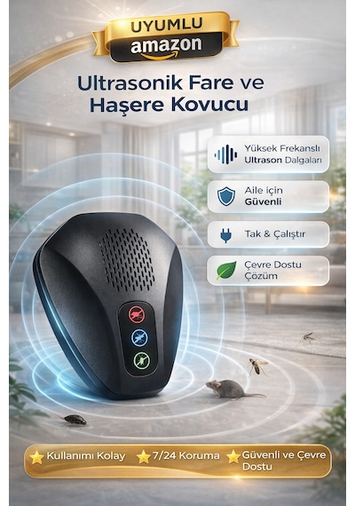 Ultrasonik Fare Ve Haşere Kovucu Priz Tipi Sivrisinek Ve Hamamböceği Kovucu Sessiz, Kimyasalsız