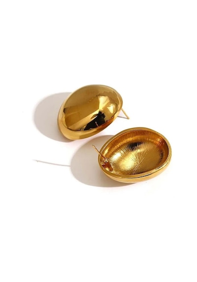 Çelik Düğme Küpe Gold