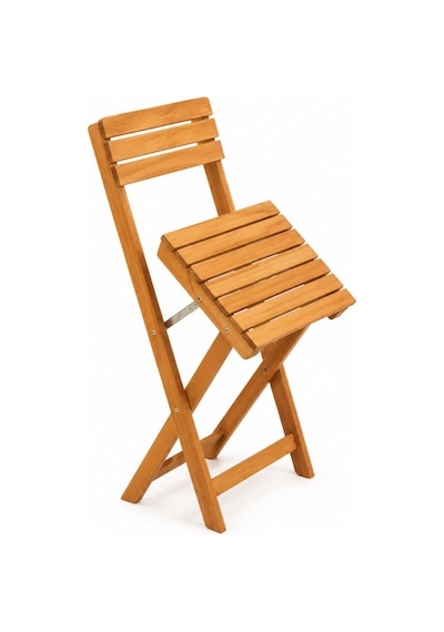 Katlanır Ahşap Balkon Bahçe Masa Sandalye Takımı - Gürgen Ağacı, Minderli, 2 Sandalyeli, 50x50 Cm