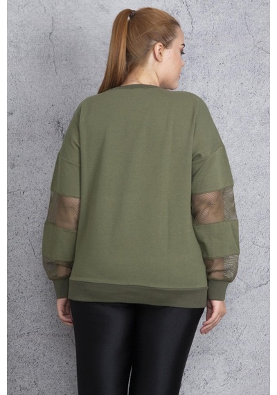 Şans Kadın Haki Filedetaylı Sweatshirt 65n18844-siyah Siyah