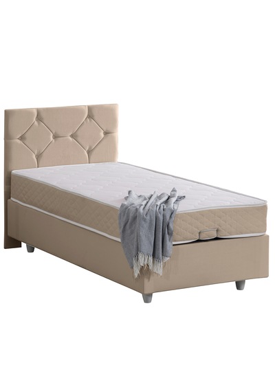 Glamis Tek Kişilik Baza Başlık Letto Yatak Seti - Bej 120 x 200