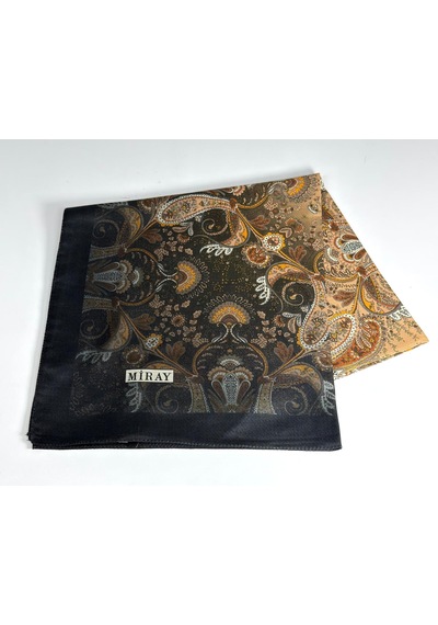 Miray Nevada Büyük Boy Organik Pamuk Eşarp - 120 X 120 - 06453 Siyah-Sarı