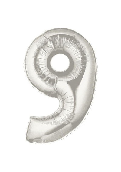 Şekilli Supershape Silver Rakam Folyo Balon 9 Numara Diğer