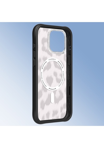 Apple Uyumlu iPhone 16 Pro Max Kılıf M safe Şarj Özellikli Youngkit Leopard Serisi Kapak Siyah