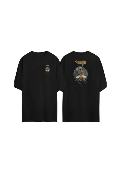Thewert Unisex Phase One Trenscendency Remıxes Ön Arka Baskılı Sıyah Oversize T-shirt Siyah