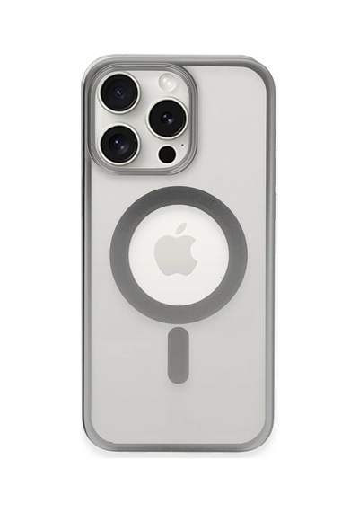 Apple Apple Uyumlu iPhone 15 Pro Max Kılıf Erozi Magsafe Kapak - Gümüş 0.2M-Çok Renkli