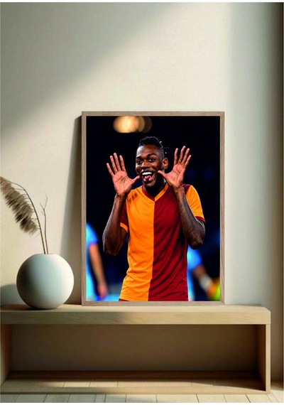 Rafael Leao Sarı Kırmızı Futbol Poster Tablo Doğal Ahşap Çerçeveli Çok Renkli - 919548061 Çok Renkli