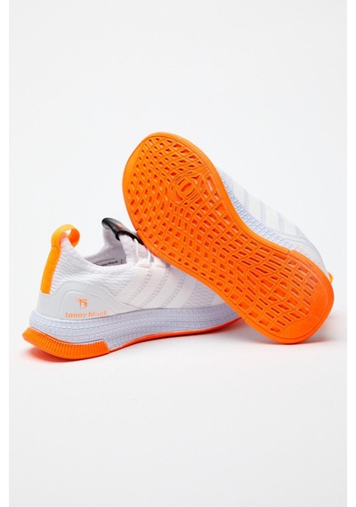 Tonny Black Rahat Kalıp Şeritli Bağcıklı Çocuk Unisex Beyaz Oranj Spor Ayakkabı Tbqnt-3 Beyaz Oranj