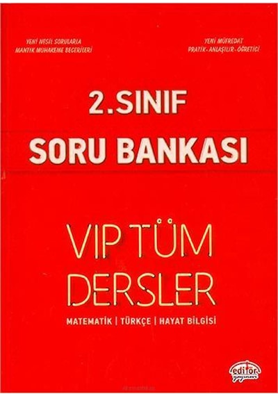 Editör Yayınları 2. Sınıf Vip Tüm Dersler Soru Bankası Kırmızı Ki