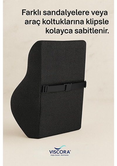 Vıscora Masaj Sistemli Ortopedik Sırt Minderi Omurga Dostu Ergonomik Bel Desteği Siyah